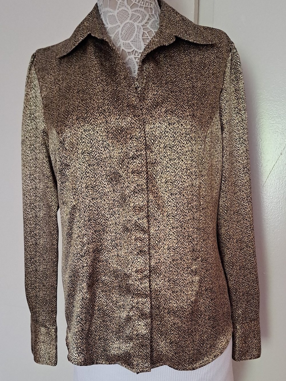 Jones Wear Metallic Gold Button-Up Blazer Jacket